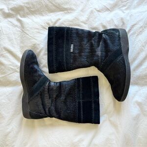 Vintage Tecnica Black Fur Boots size 38